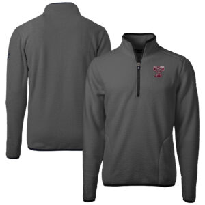 Men's Cutter & Buck  Gray Texas A&M Aggies Vault Cascade Eco Sherpa Fleece Quarter-Zip Pullover Jacket