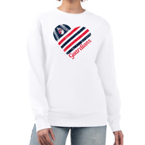 Women's G-III 4Her by Carl Banks White Cleveland Guardians Heart Logo Fleece Pullover Sweatshirt