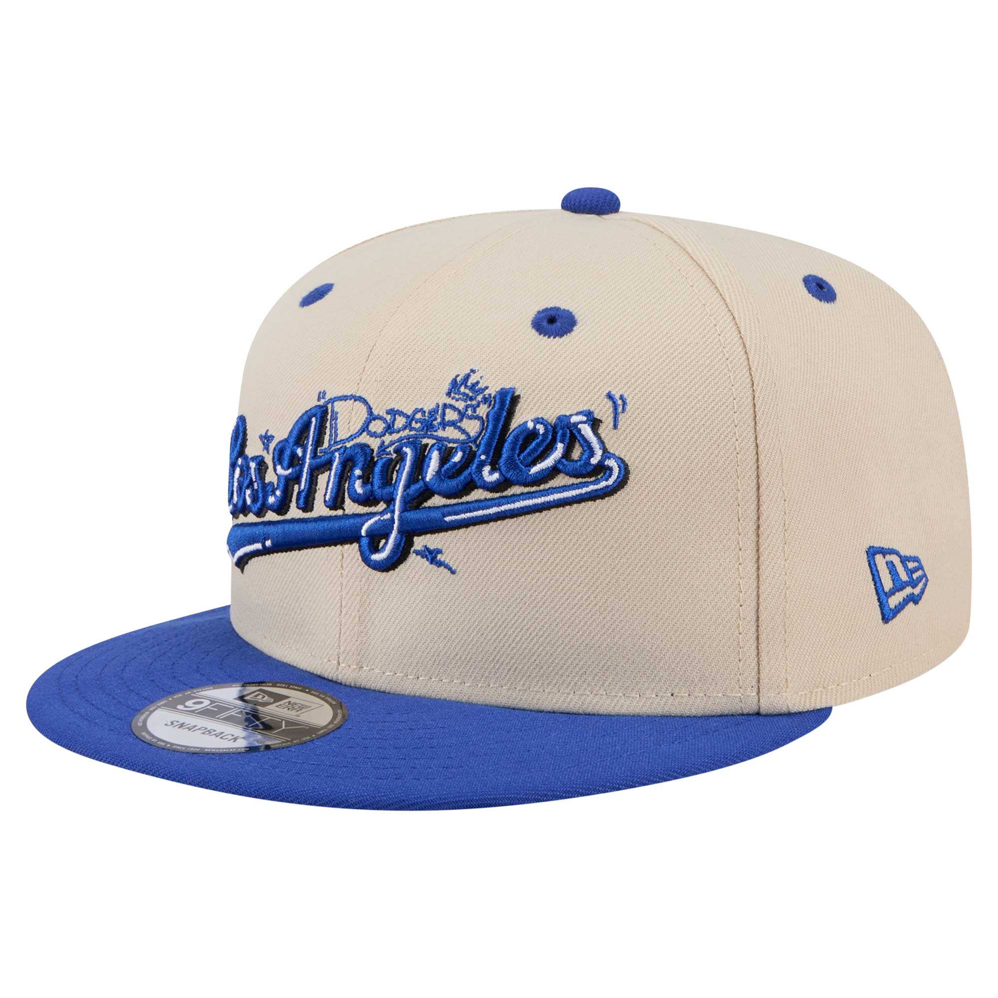 Men's New Era Cream/Royal Los Angeles Dodgers Team Art 9FIFTY Snapback Hat