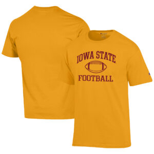 Men's Champion Gold Iowa State Cyclones Football Icon  T-Shirt