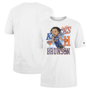 Men's New Era Jalen Brunson White New York Knicks Caricature Player T-Shirt