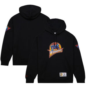 Men's Mitchell & Ness  Black Golden State Warriors Hardwood Classics Game Time Fleece Pullover Hoodie