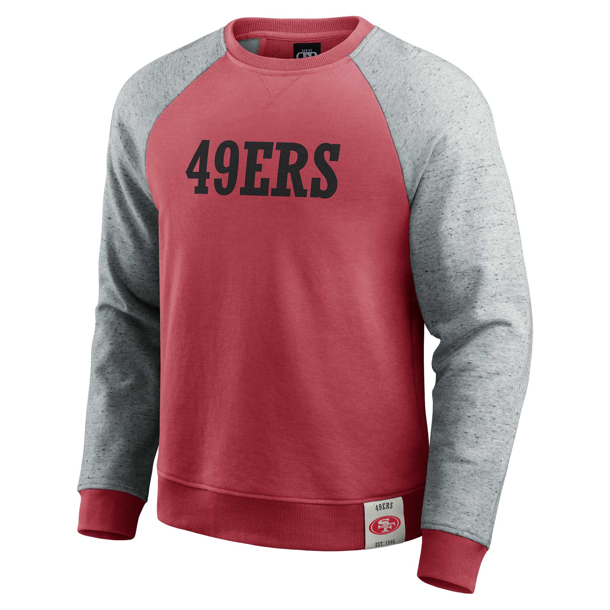 Men's Darius Rucker Collection by Fanatics Heather Gray/Scarlet San Francisco 49ers Colorblock Pullover Sweatshirt - Image 3