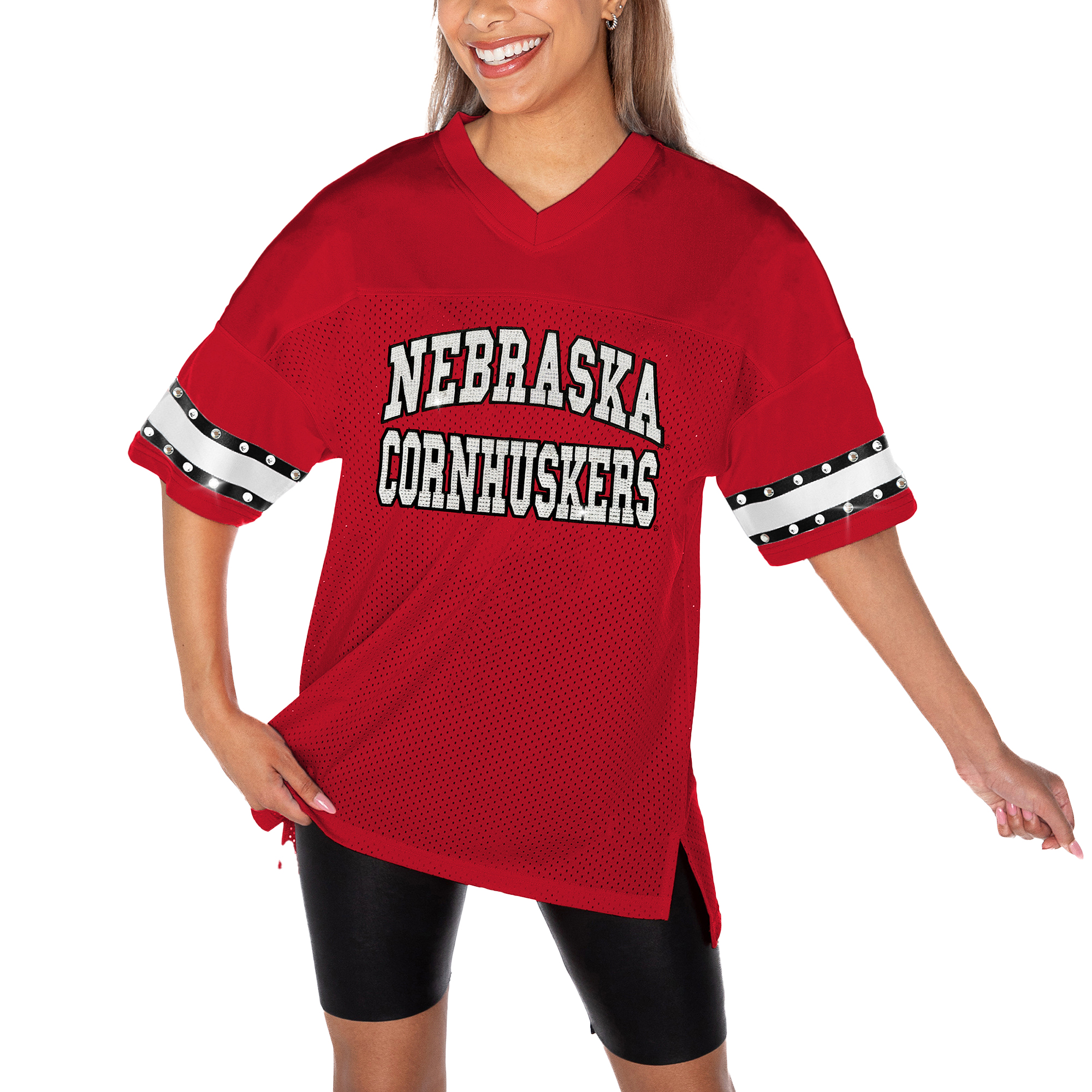 Women's Gameday Couture Red Nebraska Huskers Until Kickoff Rhinestone Fashion T-Shirt - Image 6