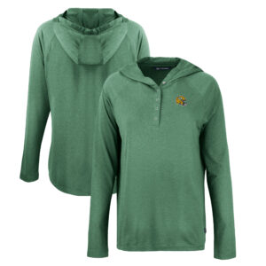 Women's Cutter & Buck Hunter Green Green Bay Packers Coastline Epic Comfort Eco Recycled Raglan Pullover Hoodie