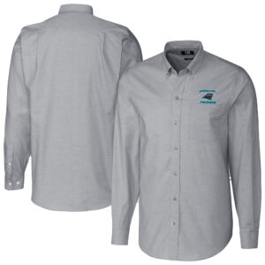 Men's Cutter & Buck Charcoal Carolina Panthers Oxford Button-Down Dress Shirt