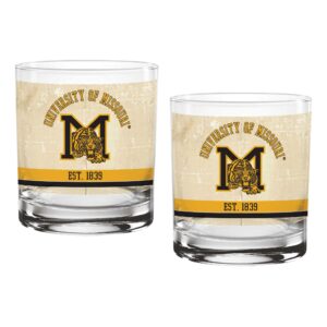 Missouri Tigers Two-Pack 14oz. Tan Vintage Glass Set
