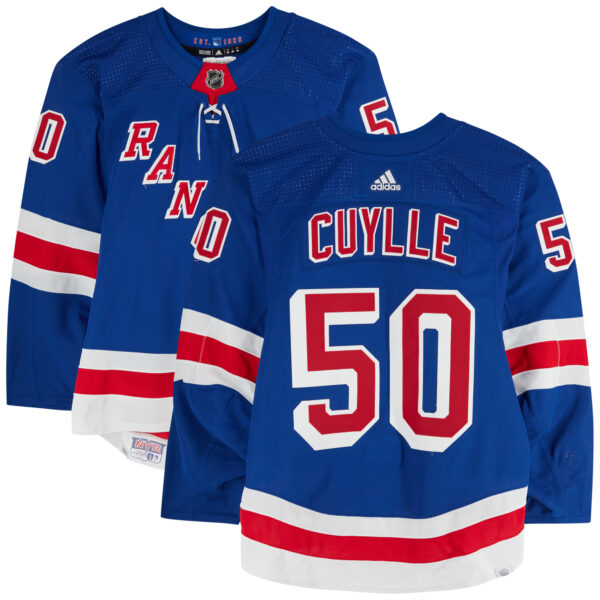 Will Cuylle New York Rangers Game-Used #50 Blue adidas Jersey Worn During the Second Round of the 2024 Stanley Cup Playoffs vs. Carolina Hurricanes