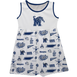 Girls Toddler Vive La Fete White Memphis Tigers Impressions Artwork Tank Top Dress