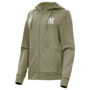 Women's Antigua Olive New York Yankees Seeker Full-Zip Hoodie Jacket