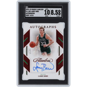 Larry Bird Boston Celtics Autographed 2022-23 Panini Flawless Ruby #FA-LBD #14/15 SGC Authenticated 8.5/10 Card