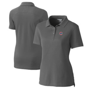 Women's Cutter & Buck Gray Chicago Cubs DryTec Advantage Tri-Blend Pique Polo
