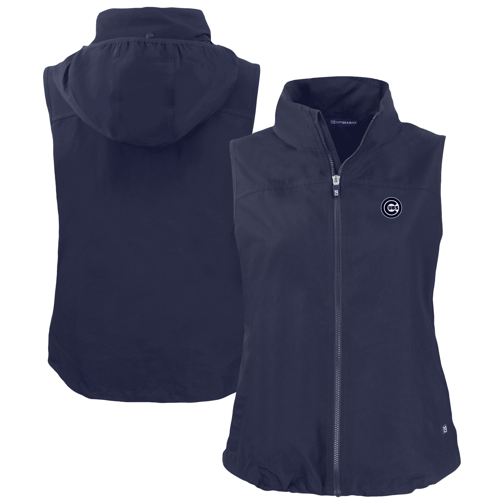 Women's Cutter & Buck Navy Chicago Cubs Charter Eco Recycled Full-Zip Vest