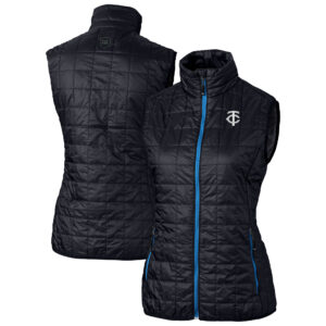 Women's Cutter & Buck Navy Minnesota Twins Rainier PrimaLoft Eco Insulated Full-Zip Puffer Vest