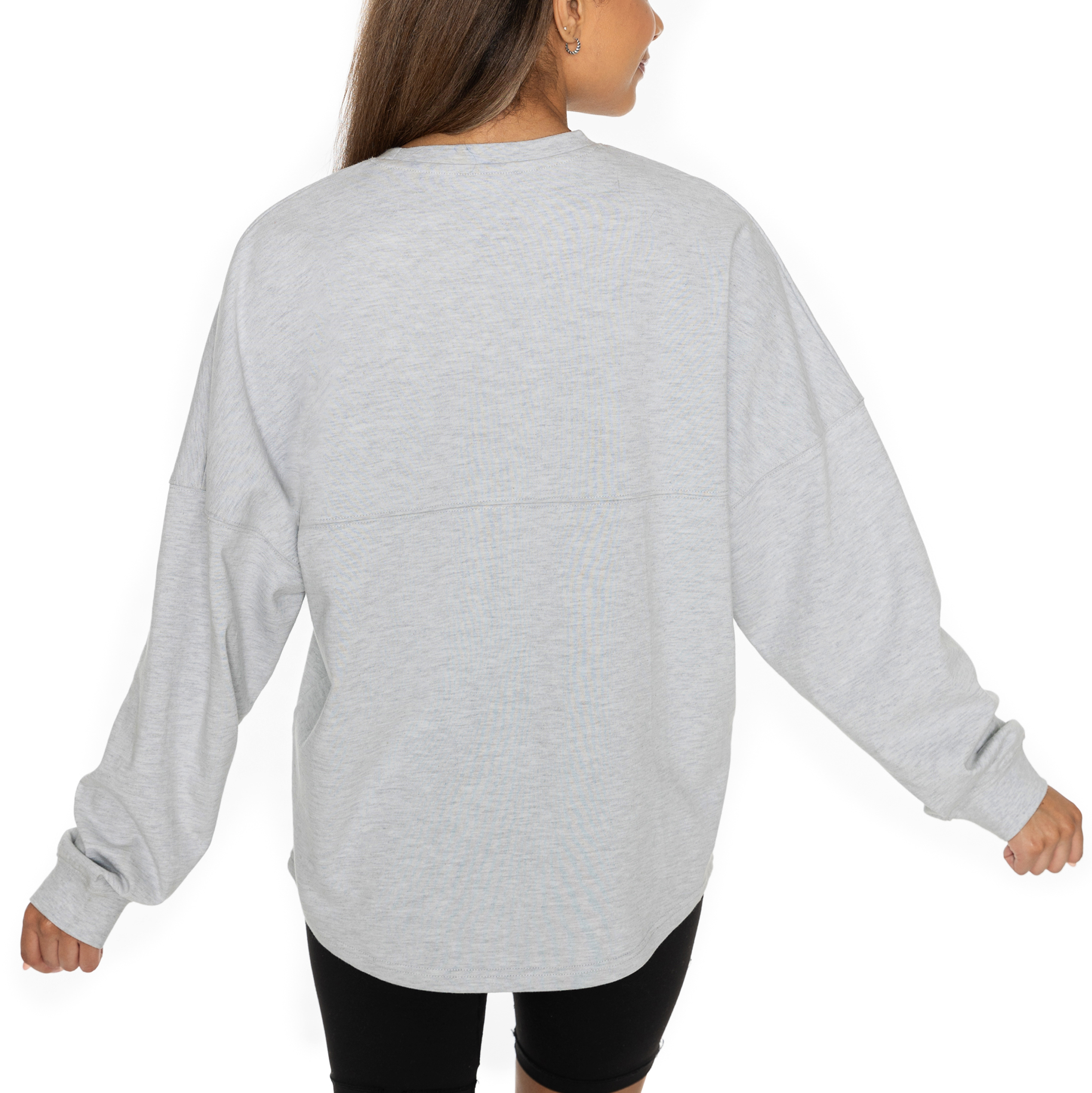 Women's Gameday Couture Ash Cal Poly Mustangs Big Goals Relaxed Fit French Terry Pullover Sweatshirt - Image 6