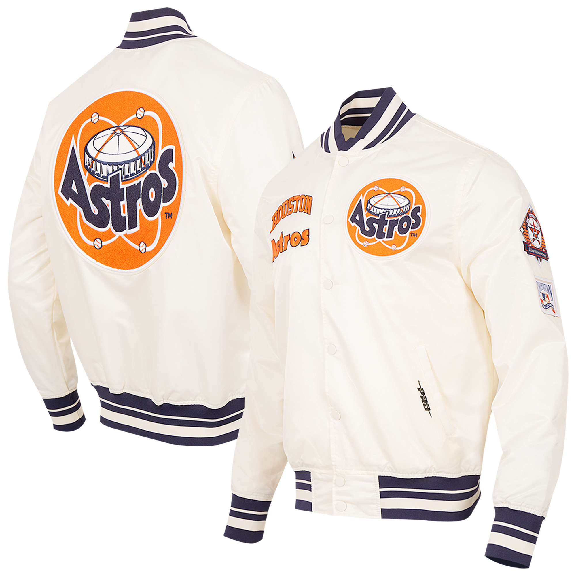 Men's Pro Standard Cream Houston Astros Retro Classic Satin Full-Snap Jacket