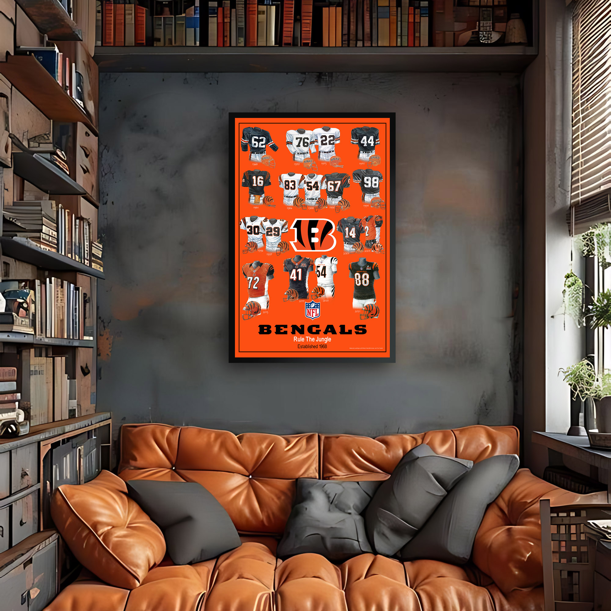 Cincinnati Bengals 27" x 39" Uniform Heritage Framed Art Print - Image 3