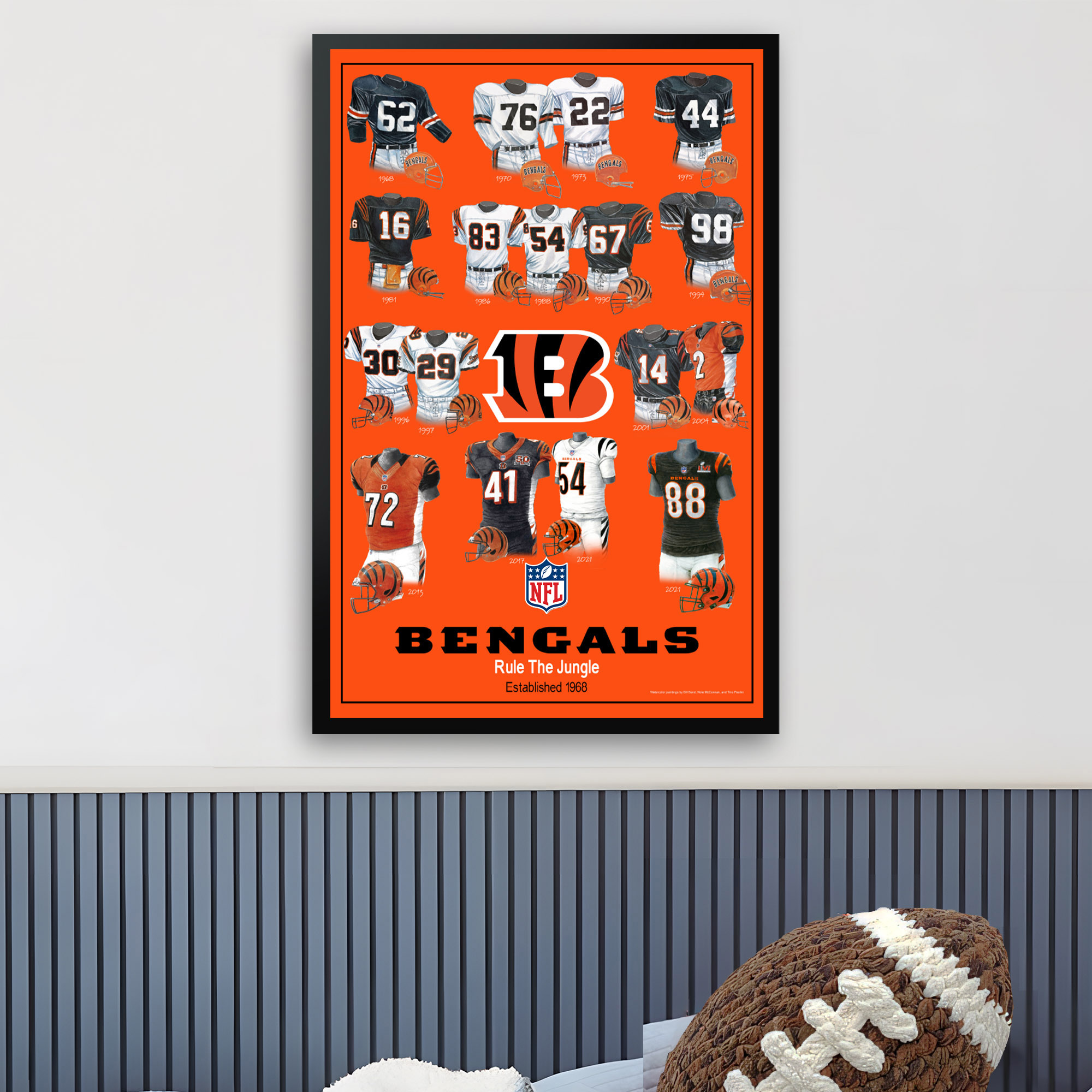 Cincinnati Bengals 27" x 39" Uniform Heritage Framed Art Print - Image 7