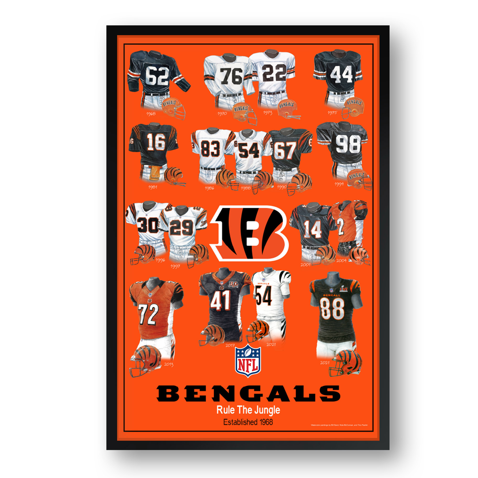 Cincinnati Bengals 27" x 39" Uniform Heritage Framed Art Print