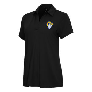 Women's Antigua  Black Los Angeles Rams Era V-Neck Polo