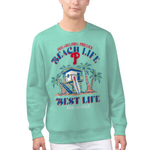 Men's Margaritaville Mint Philadelphia Phillies Beach Hut Graphic Pullover Sweatshirt