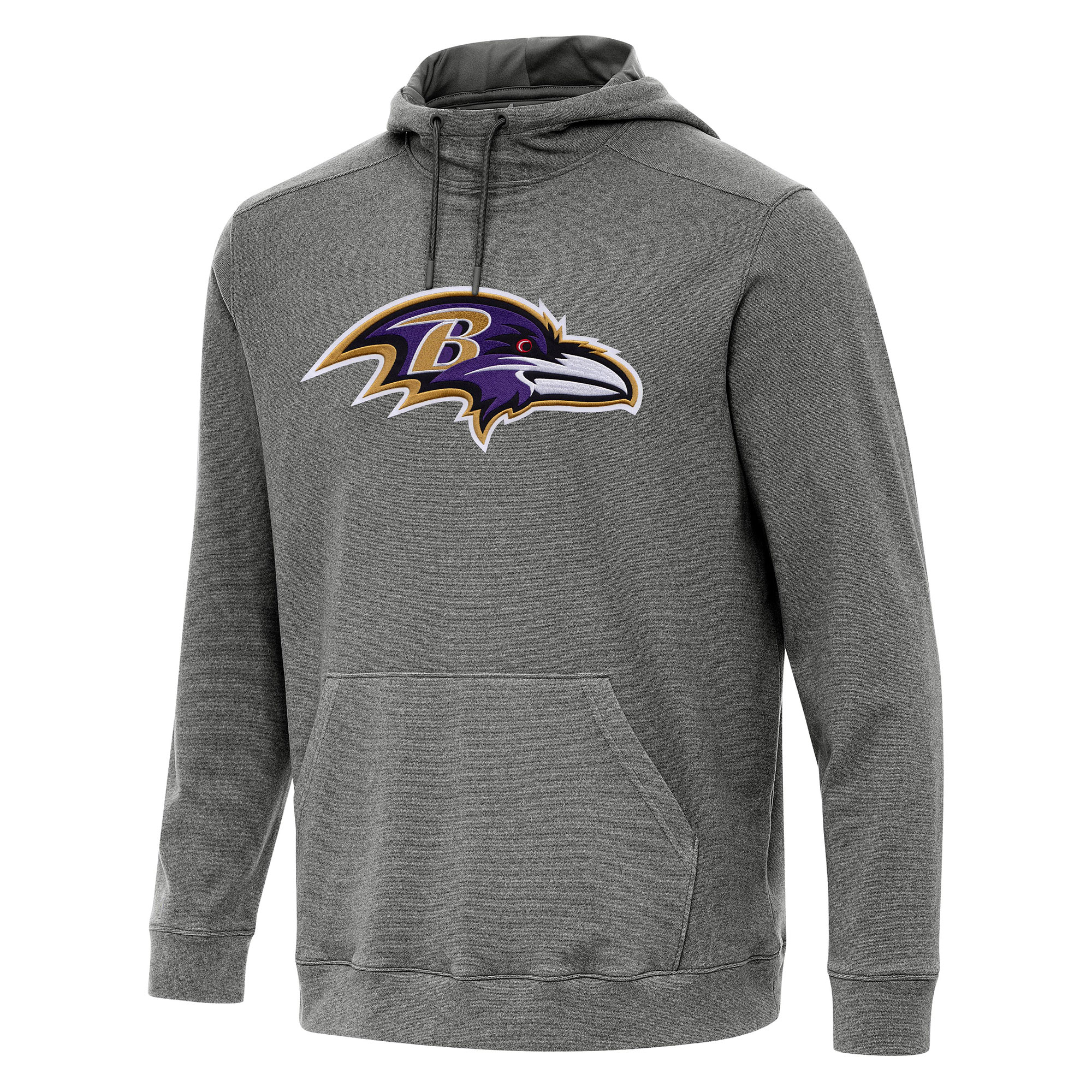 Men's Antigua Heather Black Baltimore Ravens Cloud Pullover Hoodie