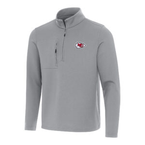 Men's Antigua Gray Kansas City Chiefs Insider Quarter-Zip Pullover Top