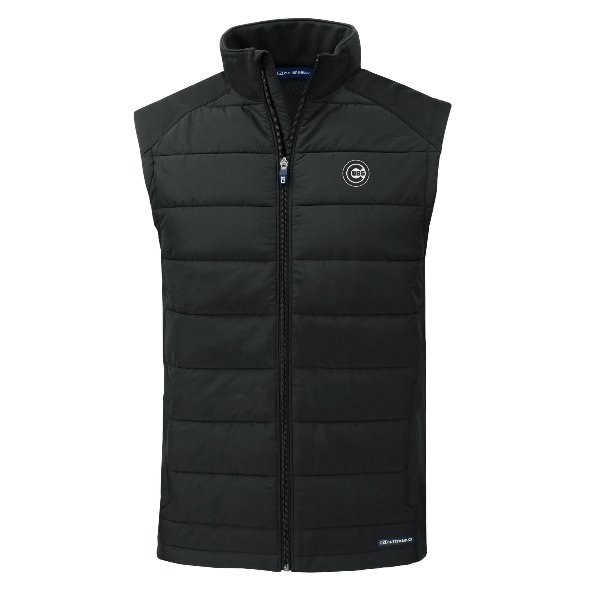 Men's Cutter & Buck Black Chicago Cubs Evoke Hybrid Eco Softshell Recycled Full-Zip Vest - Image 3