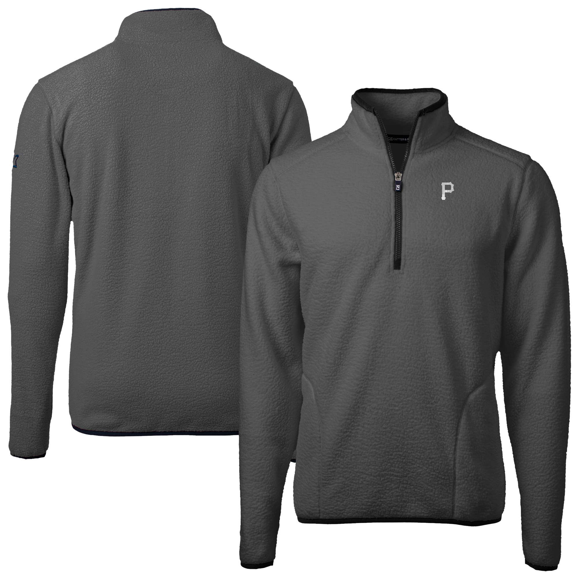 Men's Cutter & Buck Gray Pittsburgh Pirates Cascade Eco Fleece Quarter-Zip Jacket