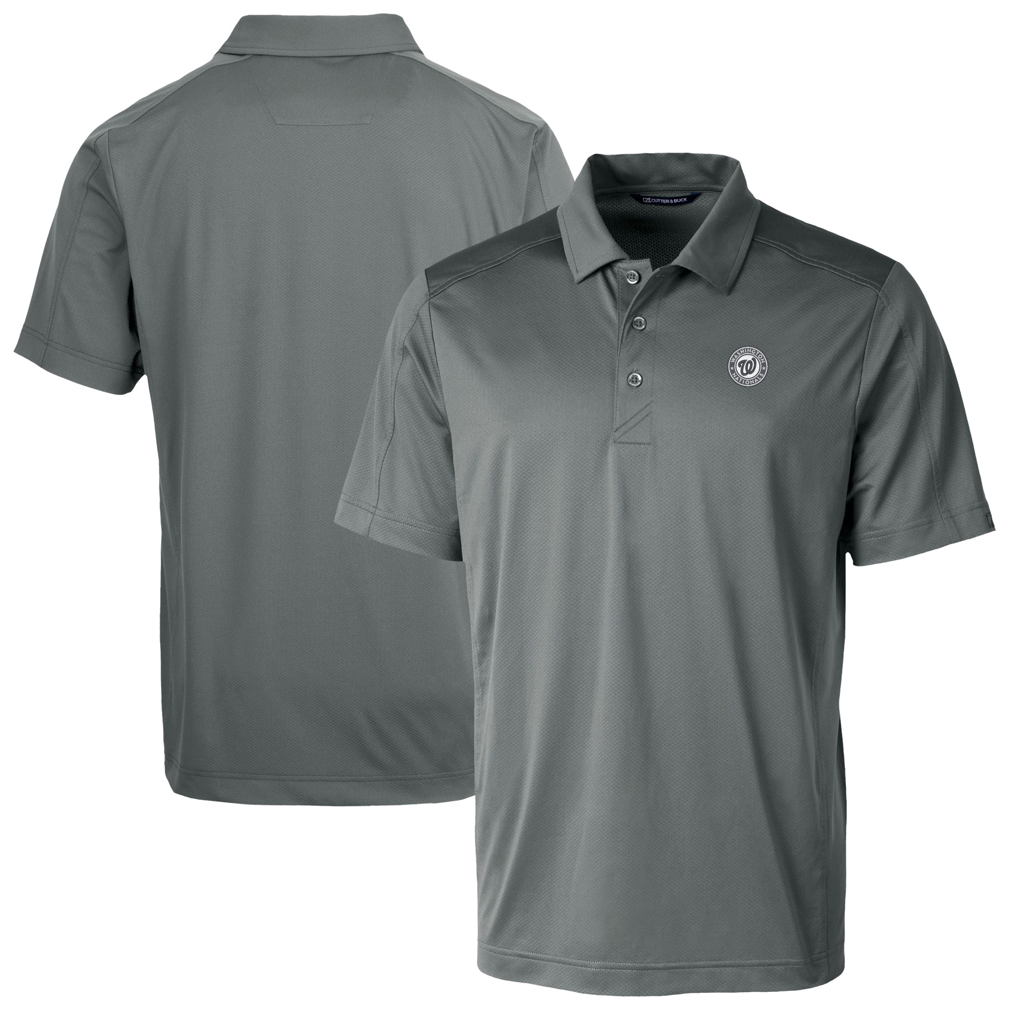 Men's Cutter & Buck Gray Washington Nationals Prospect Eco DryTec Polo