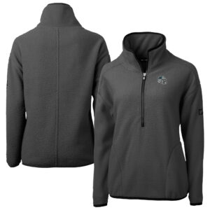 Women's Cutter & Buck Charcoal Carolina Panthers Helmet Cascade Eco Sherpa Fleece Half-Zip Jacket