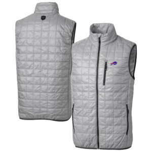 Men's Cutter & Buck Gray Buffalo Bills Rainier PrimaLoft Eco Insulated Full-Zip Puffer Vest