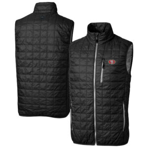 Men's Cutter & Buck Black San Francisco 49ers Big & Tall Rainier PrimaLoft® Eco Insulated Full-Zip Puffer Vest