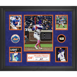 Brandon Nimmo New York Mets Framed 5-Photo Collage with a Piece of Game-Used Ball