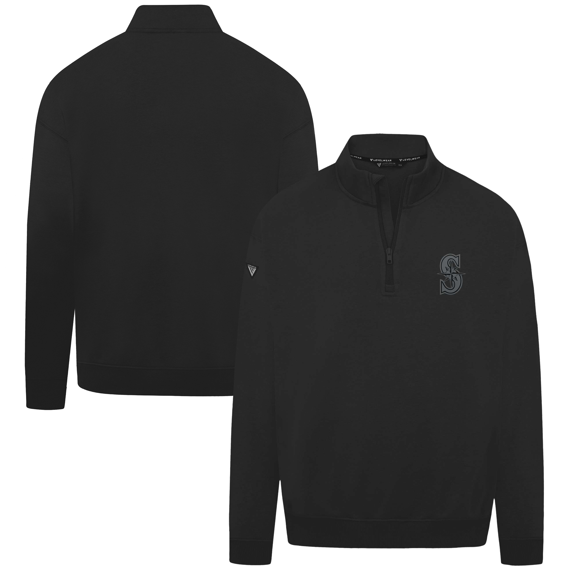 Men's Levelwear Black Seattle Mariners Murray Nightfall Quarter-Zip Top