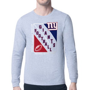 Men's Starter Heather Gray New York Giants Shield Logo Long Sleeve T-Shirt