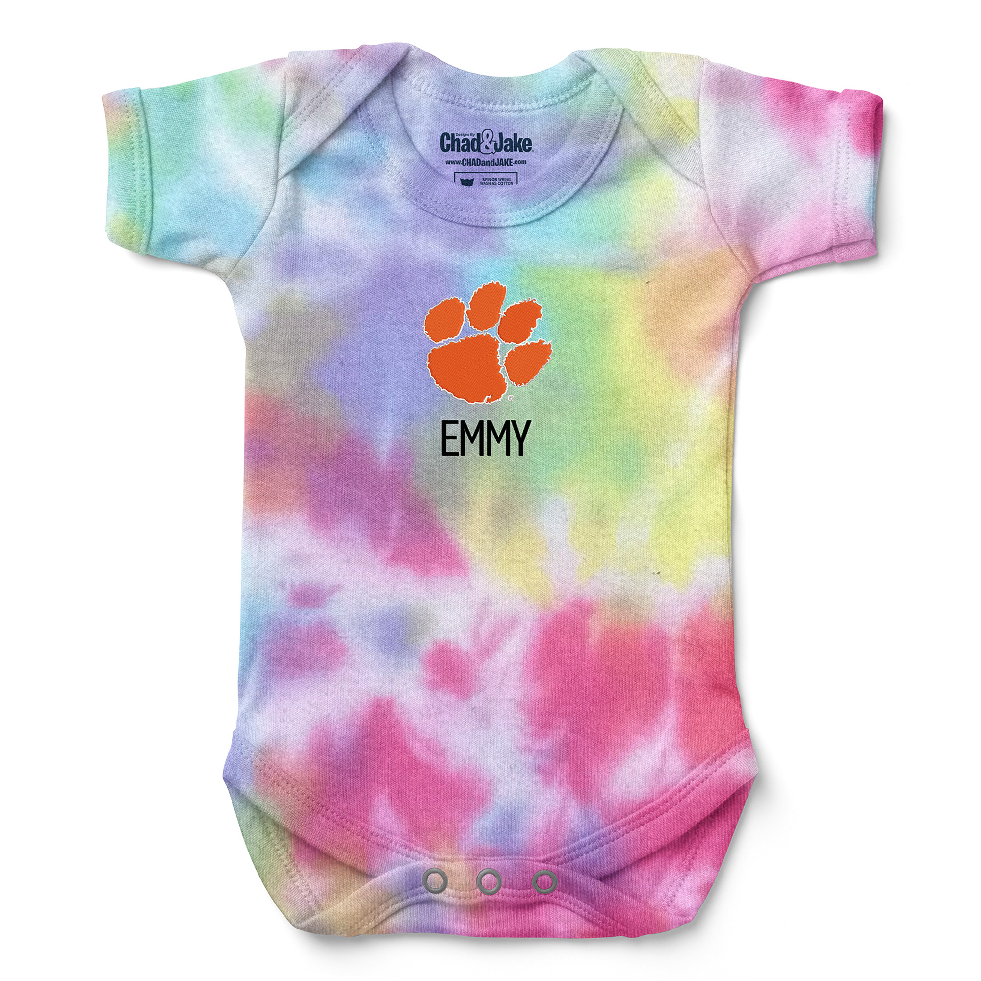 Newborn & Infant Chad & Jake Clemson Tigers Personalized Tie-Dye Bodysuit
