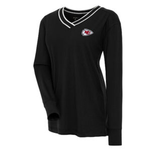 Women's Antigua Black Kansas City Chiefs Symbolic Long Sleeve V-Neck Top