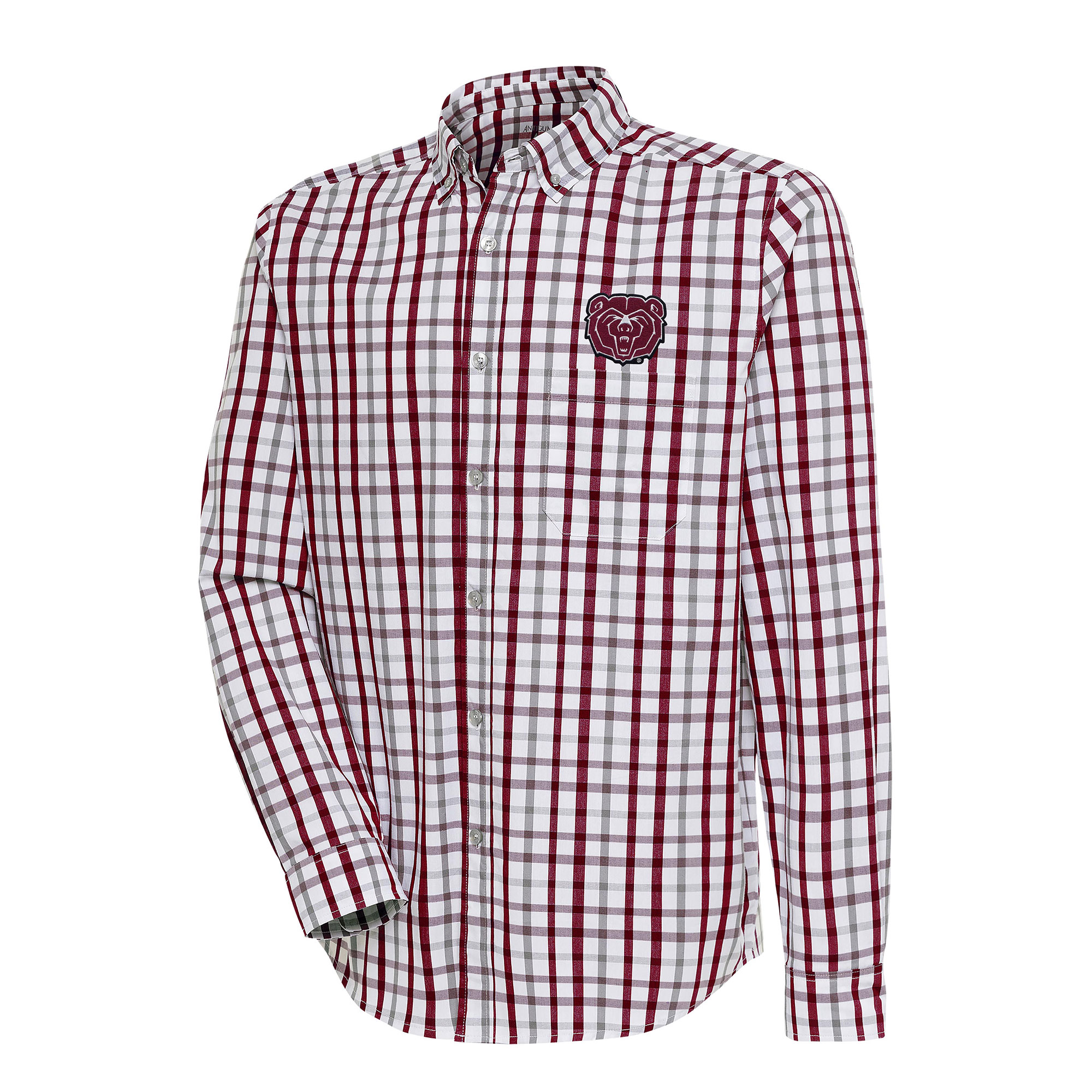 Men's Antigua Maroon/Gray Missouri State University Bears Tending 2 Tri-Blend Long Sleeve Full-Button Shirt