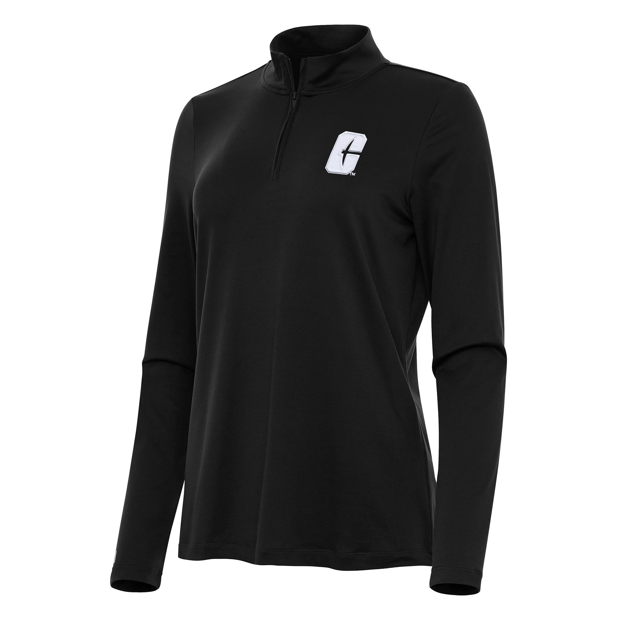 Women's Antigua Black Charlotte 49ers Reprocess Quarter-Zip Top