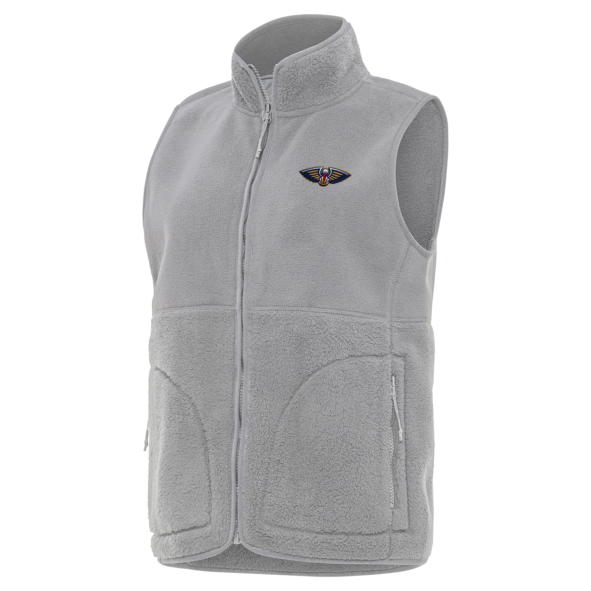 Women's Antigua Gray New Orleans Pelicans Nostalgic Full-Zip Vest