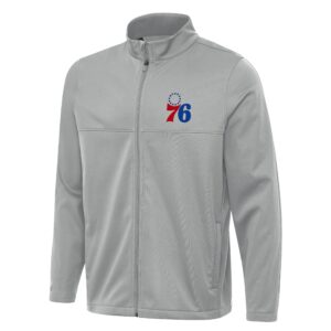 Men's Antigua Gray Philadelphia 76ers Links 2 Full-Zip Golf Jacket