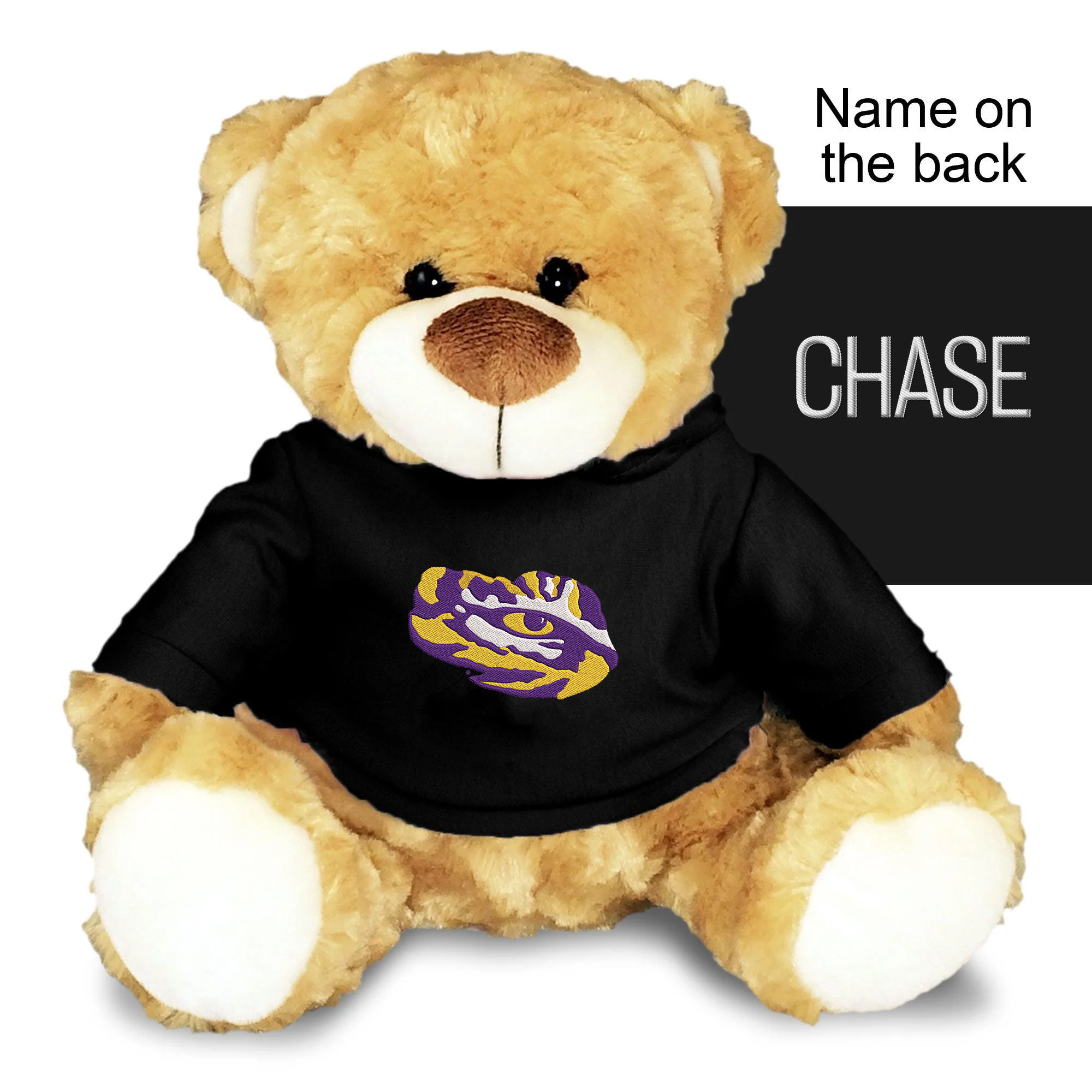 Chad & Jake Black LSU Tigers Personalized 10'' Plush Bear - Image 3