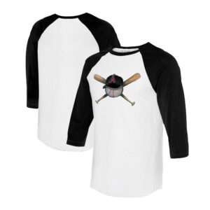 Women's Tiny Turnip White/Black Arizona Diamondbacks Hat Crossbats 3/4-Sleeve Raglan T-Shirt