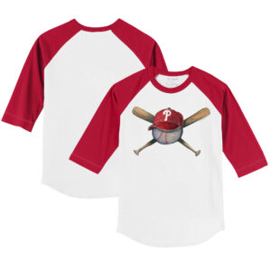 Infant Tiny Turnip White/Red Philadelphia Phillies Hat Crossbats Raglan 3/4 Sleeve T-Shirt