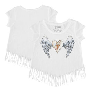 Girls Youth Tiny Turnip White San Francisco Giants Angel Wings Fringe T-Shirt