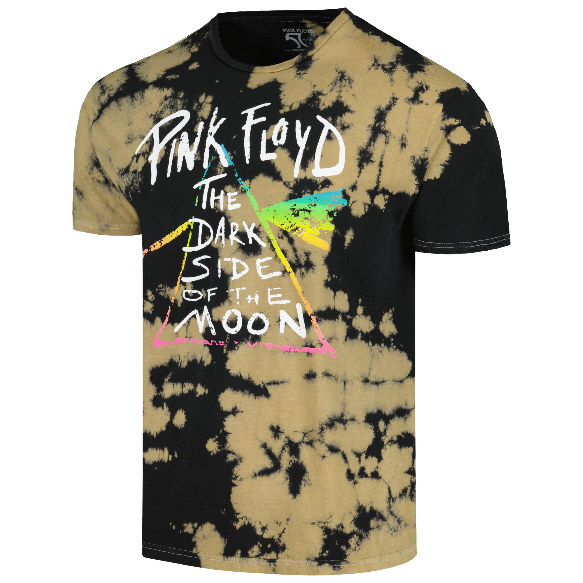 Men's Black Pink Floyd Bleach Washed Graphic T-Shirt - Image 3