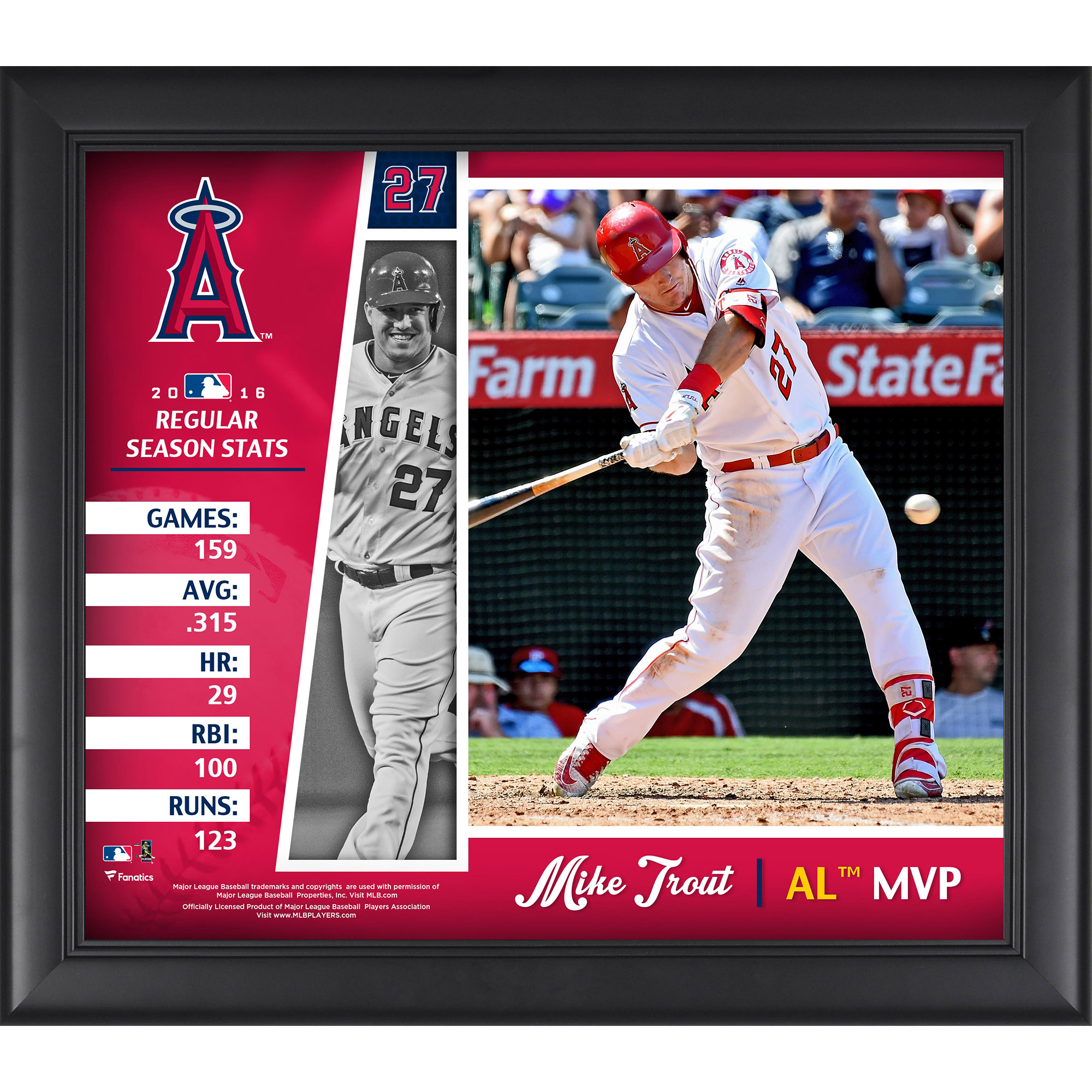 Mike Trout Los Angeles Angels Framed 15" x 17" 2016 American League MVP Collage