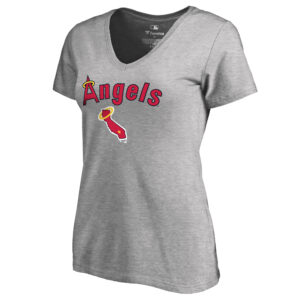 Women's Ash Los Angeles Angels Cooperstown Collection Wahconah V-Neck T-Shirt