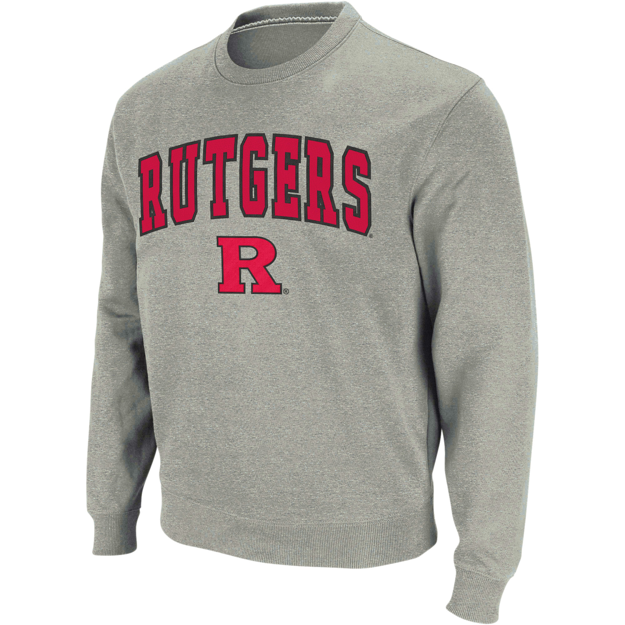 Men's Colosseum Heather Gray Rutgers Scarlet Knights Arch & Logo Crew Neck Sweatshirt - Image 3